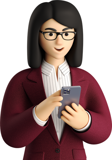 business 3d-businesswoman-in-red-suit-looking-at-phone